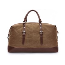 Scione Canvas Leather Men Travel Bags Carry on Luggage Bag Men Duffel Bags Trave - £127.57 GBP