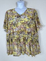 NWT Cato Womens Plus Size 22/24W (2X) Yellow/Pink Floral Meah Top Short Sleeve - £20.47 GBP