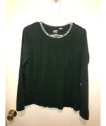 Lands End Womens SZ Small Green Pajama Top Long Sleeve Cotton Spandex Blend - $111.01 MXN