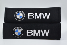 2 pieces (1 PAIR) BMW Embroidery Seat Belt Cover Pads (Black pads) - £13.33 GBP