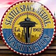 Seattle Space Needle Round Refrigerator Magnet Washington Souvenir - $11.87