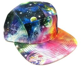 Multicolor Tie Dye Galaxy 5 Panel Camper Sublimated All Over Print Strapback Hat - £11.71 GBP