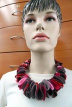 Necklace Felted Wool Silk Unique Collar Chocker Handmade In Europe Holiday Gift - £79.92 GBP