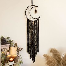 Witchy Crescent Moon Dream Catcher with Black Agate - £28.77 GBP