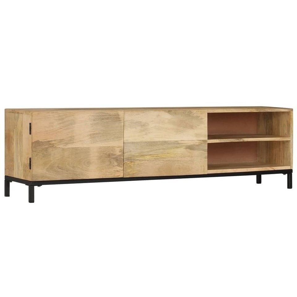 vidaXL TV Stand Natural Mango Wood Solid Mango Wood and Iron Standard - $359.28