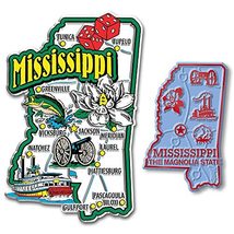Mississippi Jumbo &amp; Small State Map Magnet Set by Classic Magnets, 2-Piece Set,  - £7.55 GBP