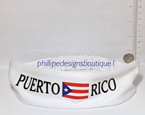 Puerto Rico Flag headband sweatband head Boricua Puerto Rican Flag  gym white - $16.82