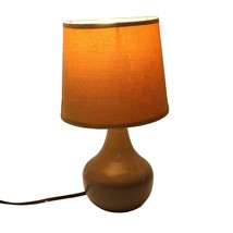 Zest Garden Limited Grey Glass Table Lamp w Tan &quot;Suede&quot; Lampshade - £19.82 GBP