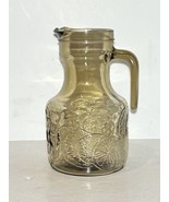 Vintage Smoky Gray Glass Water Fruit Jug Pitcher Large Pressed Glass Italy - $14.01