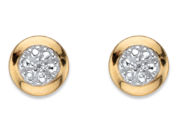 DIAMOND ACCENT ROUND HALO STUD GP EARRINGS 18K GOLD STERLING SILVER - £156.93 GBP