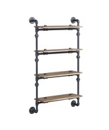 Brantley Wall Rack w/4 Shelves, Oak &amp; Sandy Black Finish - $2,891.40 MXN