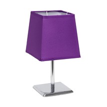 Simple Designs LT2062-PRP Mini Chrome Squared Empire Fabric Shade Table Lamp, Pu - £20.71 GBP