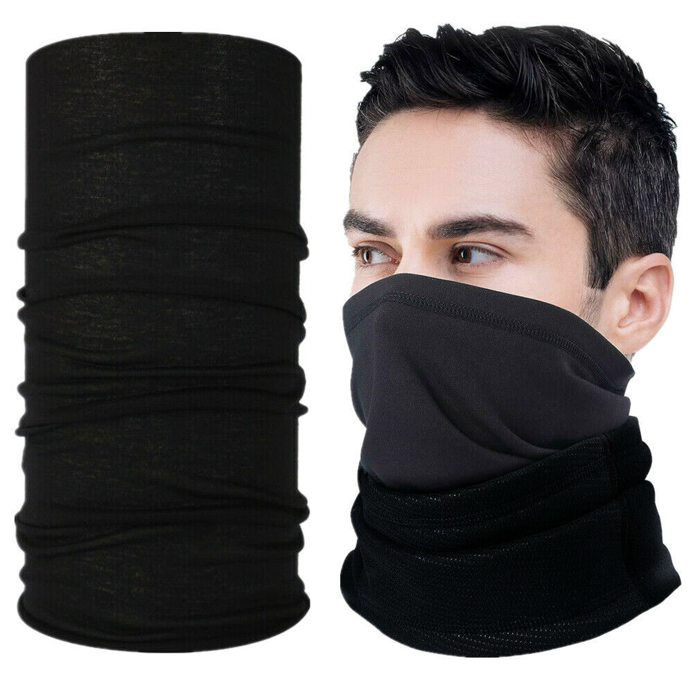 3 Pcs Plain Black Bandana Head Face Mask Tube Scarf Neck Gaiter Multiuse Outdoor - $19.88