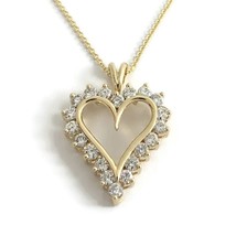 Authenticity Guarantee 
Open Heart Diamond Pendant Necklace 14K Yellow Gold, ... - £1,736.14 GBP