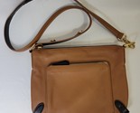 Perlina NY Women&#39;s Tan 2 Tone Leather Cross Body Bag Purse Gold Accents ... - $29.69