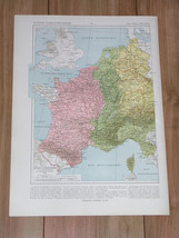 1925 Vintage Historical Map Of Charlemagne Empire / Merovingian Gaul / Franks - £21.14 GBP