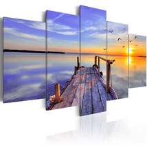 Tiptophomedecor Stretched Canvas Landscape Art - Summer Harbor - Stretched &amp; Fra - £71.84 GBP+