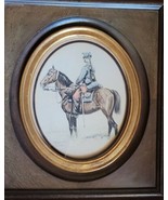 A. Lecomte Antique Military Equestrian Watercolor Painting Signed - $150.00