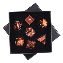 7 Pcs Red Tiger&#39;S Eye Crystal Polyhedral Dnd Dice Set, Polished Tumbled Stones D - £67.39 GBP