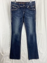 Rock Revival GWEN Boot Jeans Size 30 Embellish Thick Stitch Distressed - $80.74