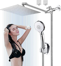 Shower Head Combo 10&#39;&#39; High Pressure Rainfall With Extension Arm Chrome ... - £50.34 GBP