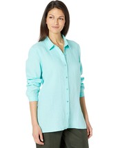New Eileen Fisher Blue Organic Linen Shirt Blouse Tunic Size Pm Petite M $148 - £67.38 GBP