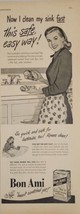 1947 Print Ad Bon Ami Household Cleansing Powder Happy Lady Cleans Kitchen Sink - £16.02 GBP