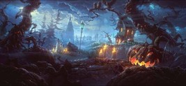 Pumpkin Ghost Halloween Party Art Wall Decor Painting Printed Canvas Giclee - £10.30 GBP+