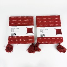 Lot of [2] Ikea AROMATISK Pillow Cushion Cover Cotton 20&quot; x 20&quot; Red Tass... - £31.06 GBP