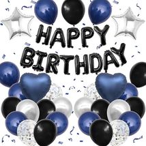 Navy Blue and Black Birthday Decorations for Men,Blue Black White Balloons - $28.18