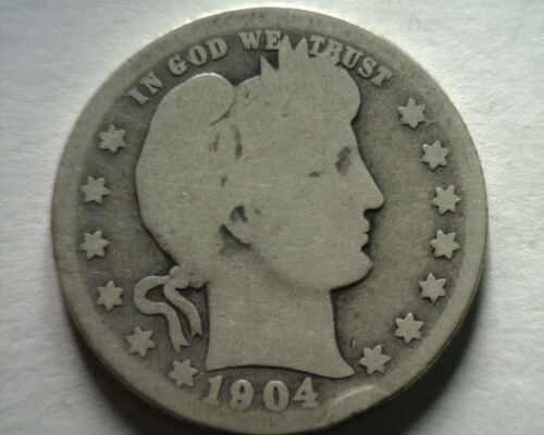 1904-O BARBER QUARTER DOLLAR ABOUT GOOD / GOOD AG/G NICE ORIGINAL COIN BOBS COIN - $23.00