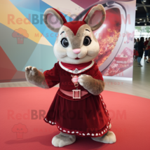 Maroon Chinchilla mascot costume character dressed with a Circle Skirt and Ankle - £969.15 GBP