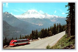 Bus on Backbone Ridge Mount Rainier National Park WA UNP Chrome Postcard S12 - $4.42