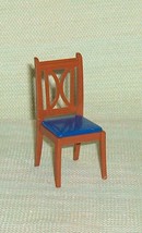 Brown  Dining Room Chair with Blue Seat  Canadian Reliable  Vintage  Dollhouse F - £12.74 GBP