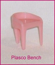 Small Pink Chair or Bench  Plasco  Hard Plastic  Dollhouse Furniture - £7.53 GBP