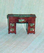 Renwal  Brown Vanity or Desk with Stencilling  Plastic Dollhouse Furniture - $8.02