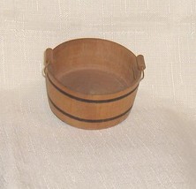 Round Wooden Tub with Wooden Handles  Vintage  Wood Dollhouse Furniture - £11.00 GBP