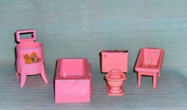 Lot of 4 Renwal Pink  Dollhouse Furniture Items in Imperfect Condition - £6.93 GBP