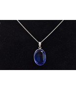 Handcrafted Rhodium Polished Blue Spinal Oval Shape Women Pendant Neckla... - £15.90 GBP+