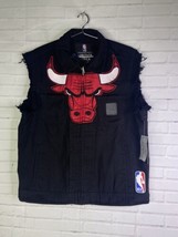 NBA UNK Chicago Bulls Heritage America Patches Full Zip Denim Vest Mens Size M - £84.38 GBP
