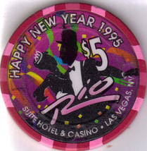  $5 RIO Hotel &amp;  Casino Vegas Casino Chip Happy New Year 1995 - $10.95