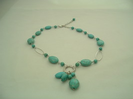 Turquoise and Silver 18 inch Necklace, Brand New, Free 1st Class Shipping! - £9.54 GBP
