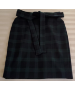 Ann Taylor Green &amp; Black Plaid Pencil Skirt Size 6P with Belt - $19.79