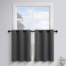 One Pair Of 30 Inch Long Dark Gray Thermal Insulating Small Tier Curtains For - £30.18 GBP