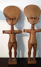 ASHANTI Vintage African Pair 19&quot;Fertility Figurative Sculptures Teak Male Female - $185.25