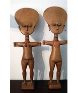 ASHANTI Vintage African Pair 19"Fertility Figurative Sculptures Teak Male Female - $252.88 CAD