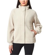 Mondetta Womens Jacket White Fleece Pockets Relaxed Fit Dropped Shoulders - $42.99