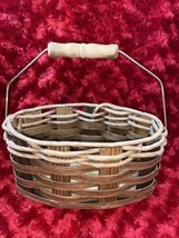 Cracker Neck Creek Baskets Oval With Handle 8 1/2” Weave Pattern Wood Handle - £16.43 GBP