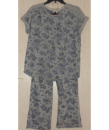 NEW WOMENS LUCKY BRAND GRAY HEATHER W/ FLORAL SUPER SOFT KNIT PAJAMA SET... - £22.13 GBP