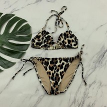 Victoria&#39;s Secret Leopard Print Bikini Size M 34 A Brown Underwire Cups ... - £20.19 GBP